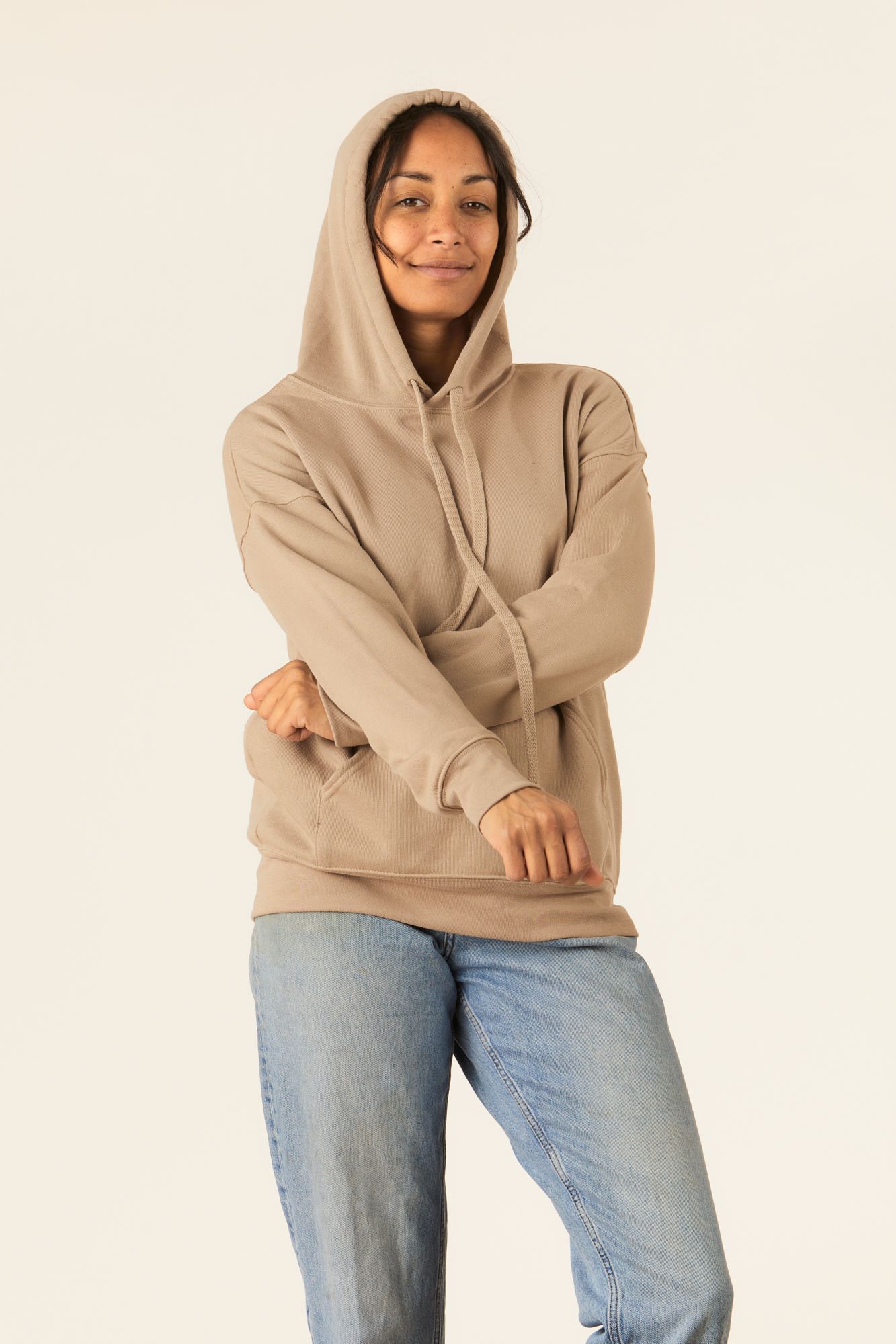 MERCHERY_MAY-Fleece hoodie_Tan_women_front_1.jpg